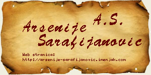 Arsenije Sarafijanović vizit kartica